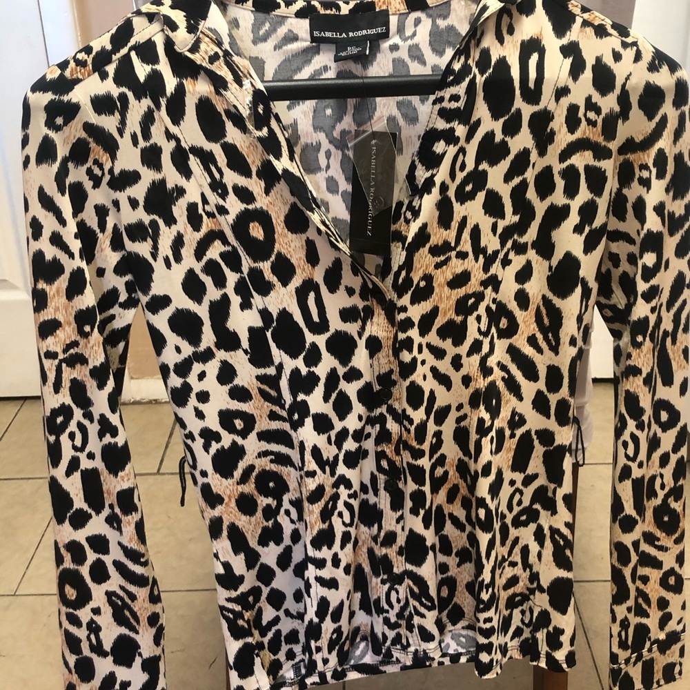 Leopard print button down Blouse.